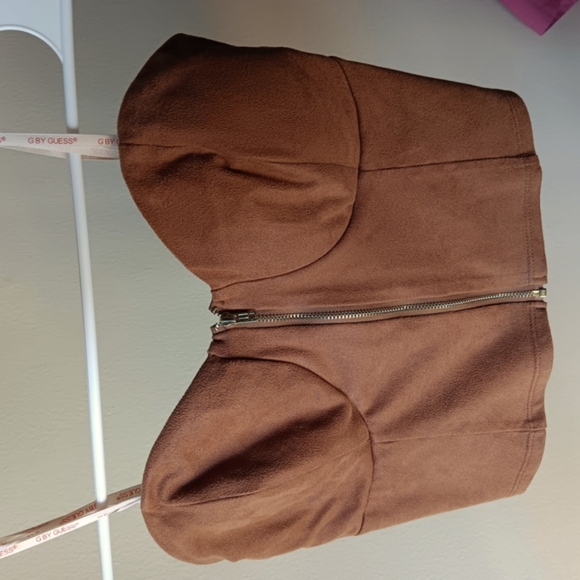 G by Guess Tops - G By GUESS Brown Zip-Up Bustier